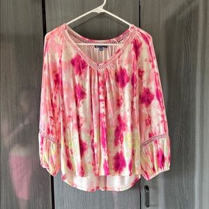 Democracy Pink and Yellow Tie-Dye Blouse